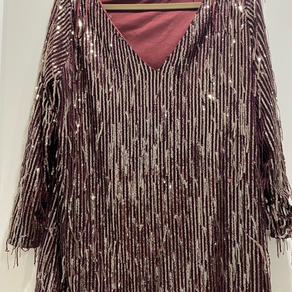 Zara sequin maroon loose fitting dress - Picture 5 of 6
